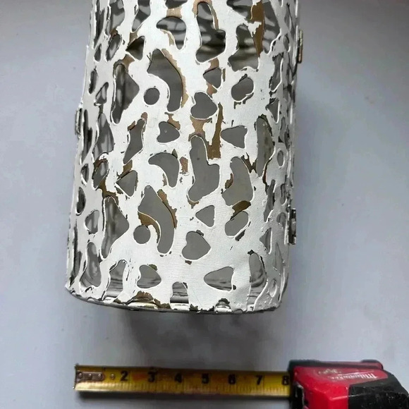 Metal Decorative Chipped Paint Design Chest Container - Picture 4 of 7